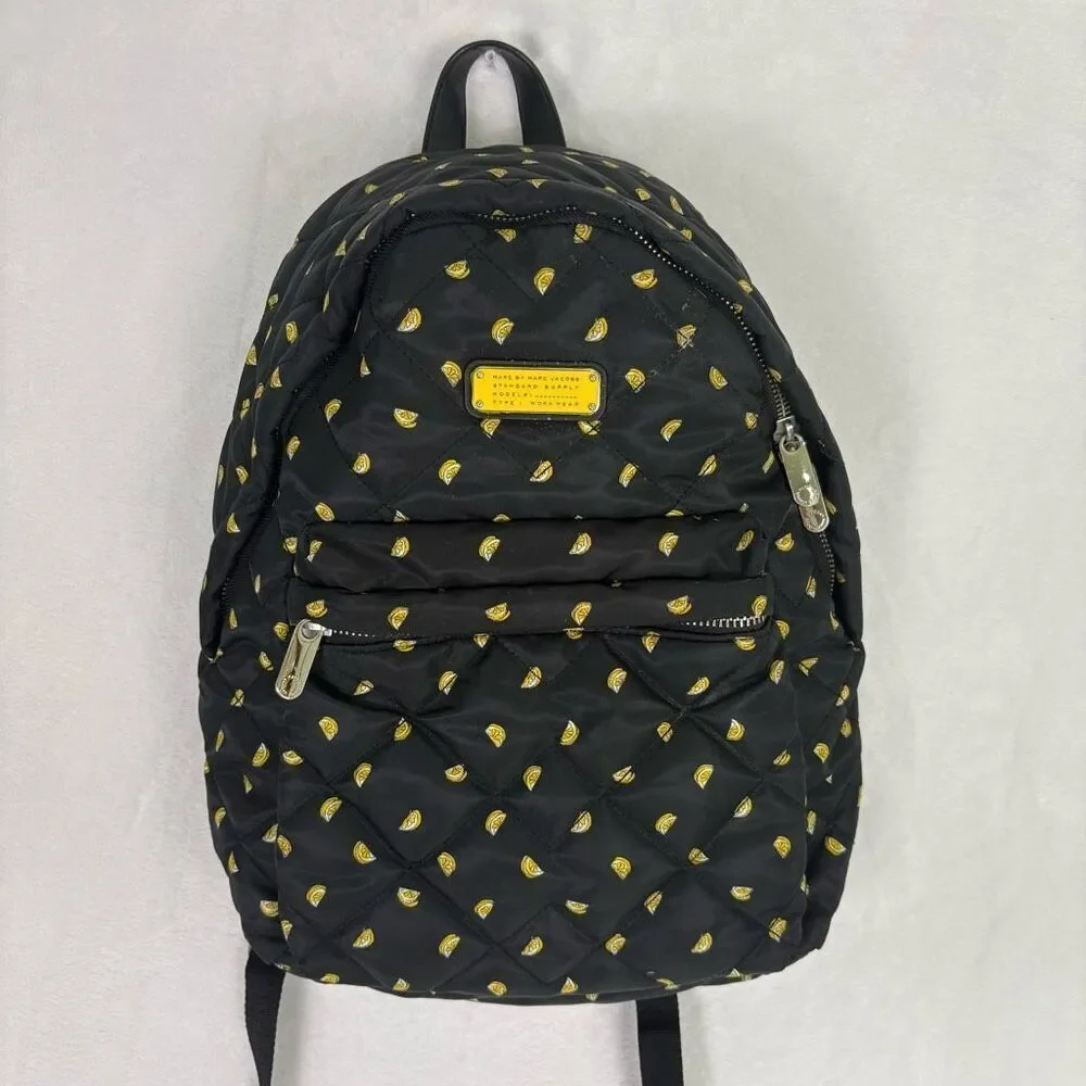 Marc‎ by Marc Jacobs Black with Lemon Print Quilted Backpack